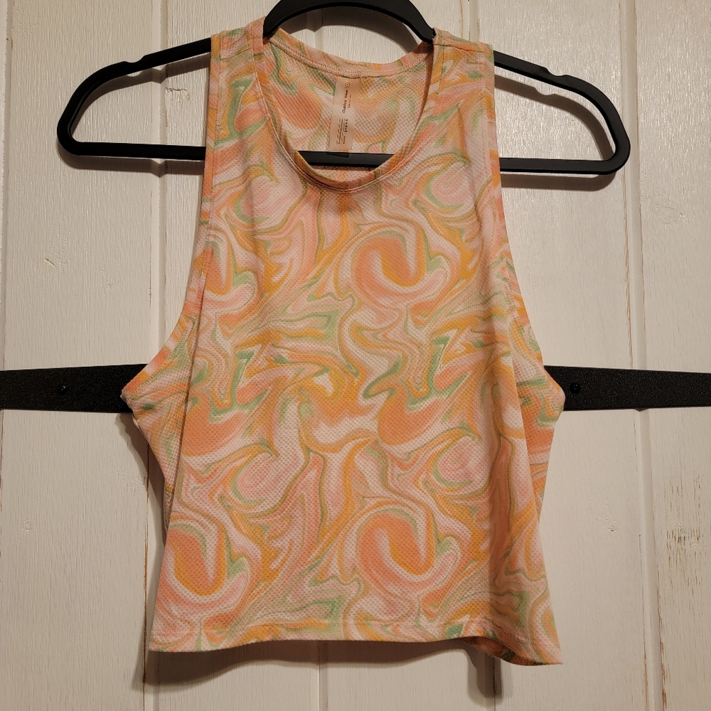 Outdoor Voices Tank Top Orange Green Swirl Size Small